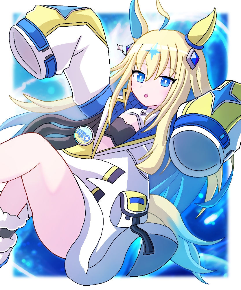 赛马娘、新宇宙 (赛马娘)、新宇宙 (Universe-naut) (赛马娘) 1名女孩 呆毛 兽耳 徽章 抹胸