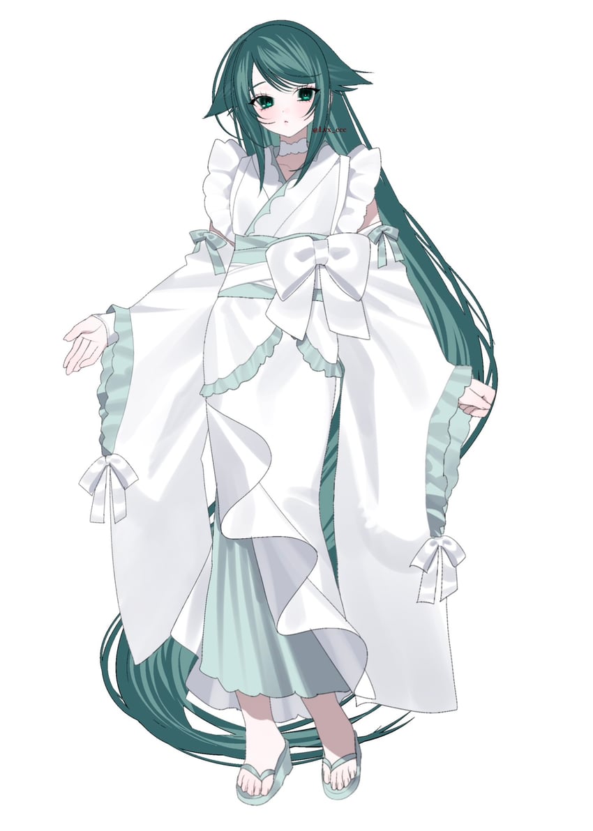 沙耶之歌、沙耶 (沙耶之歌) 1名女孩 荒谬的长发 替换服装 作者名 脸红