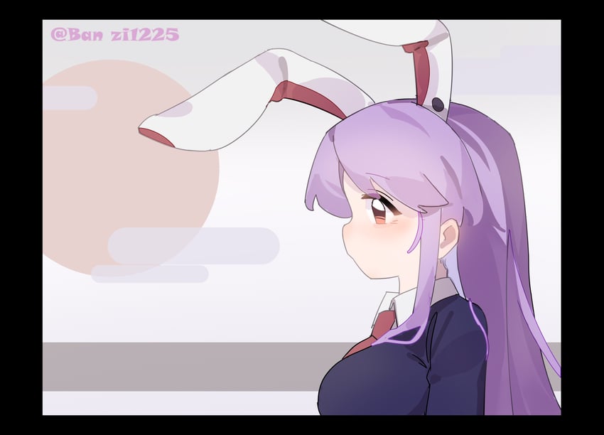 东方Project、铃仙·优昙华院·因幡 1名女孩 兽耳 黑框 黑色夹克 边框