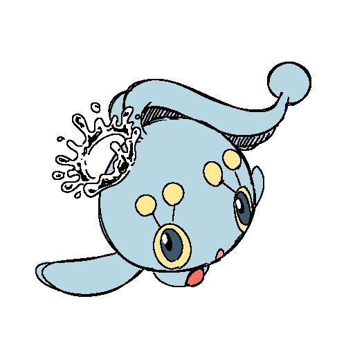 宝可梦、霏欧纳 蓝眼 蓝色皮肤 胸口宝石 有色巩膜 有色皮肤
