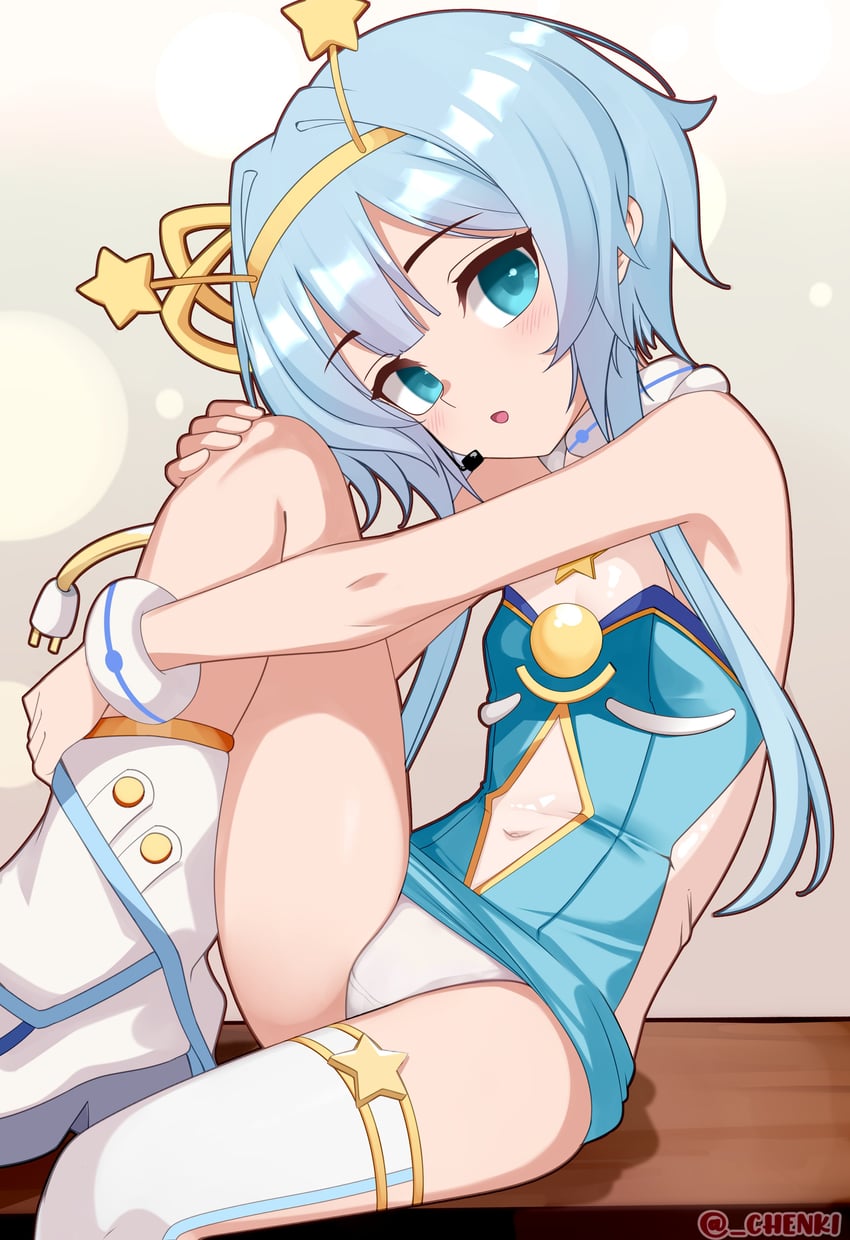 Phase Connect、星海啫喱、jelly hoshiumi (wish) 1名女孩 露肩 蓝色连衣裙 蓝眼 蓝发