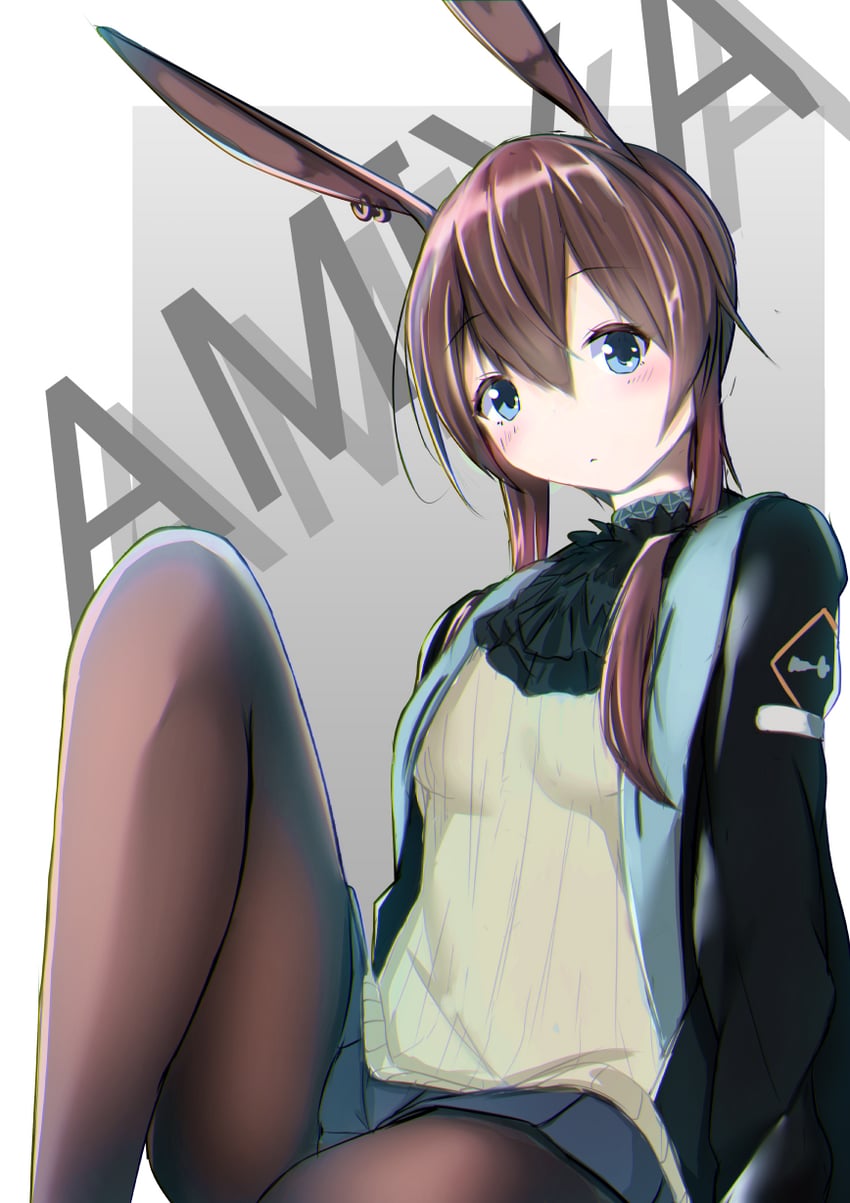明日方舟、阿米娅 (明日方舟) 1名女孩 兽耳 阿斯科特领巾 黑色细领带 黑色夹克