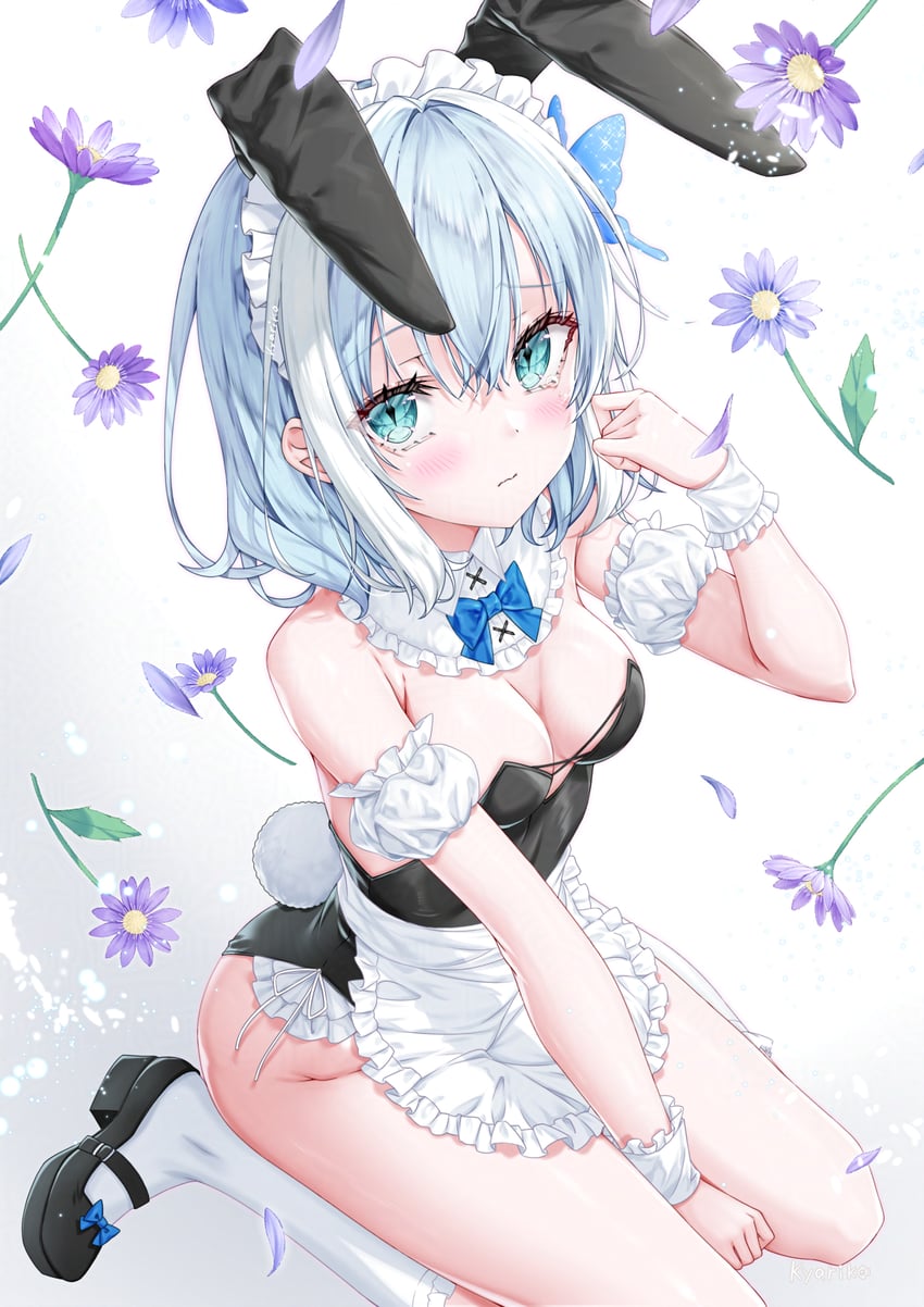 原创 1名女孩 兽耳发箍 兽耳 围裙 腿间