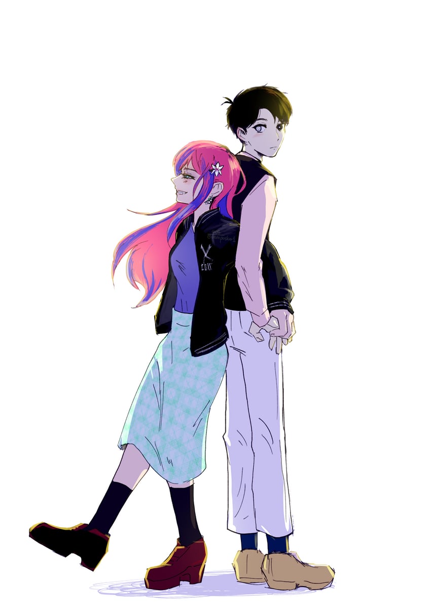 OMORI、阿比 (OMORI)、Aubrey (OMORI) 1名女孩 替换服装 背靠背 黑瞳 黑色夹克