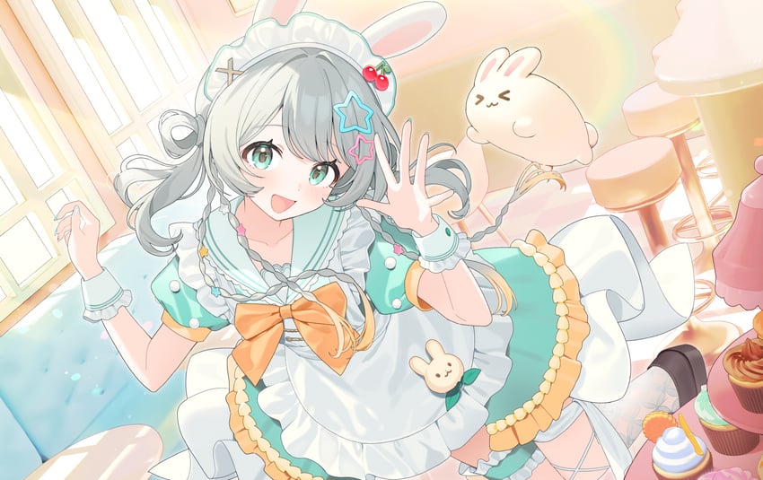 原创 1名女孩 :D 闭眼挤眼 兽耳 围裙
