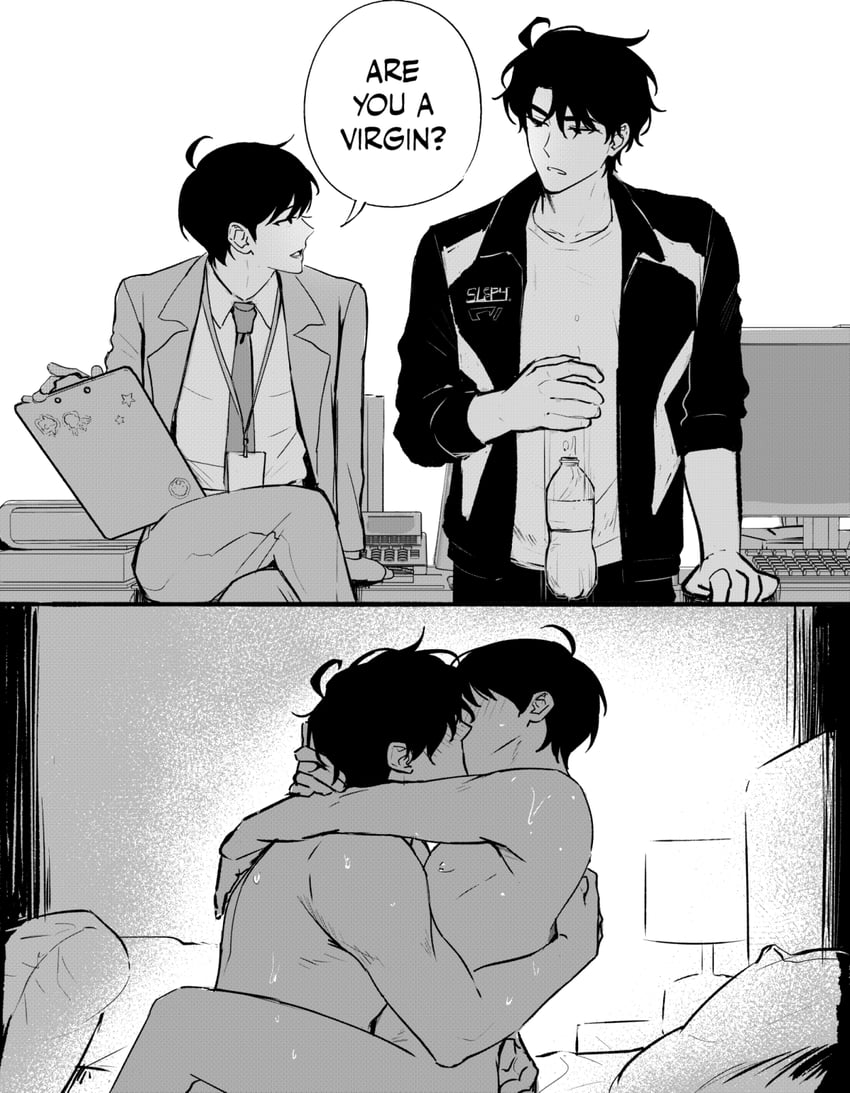 全知读者视角、金独子、刘众赫 2个男孩 两格漫画 你是处女吗？ (梗) 写字板 漫画