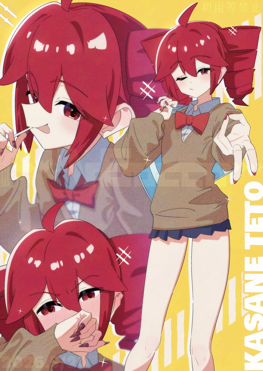UTAU、重音Teto 1名女孩 呆毛 包 蝴蝶结 蝶形领结