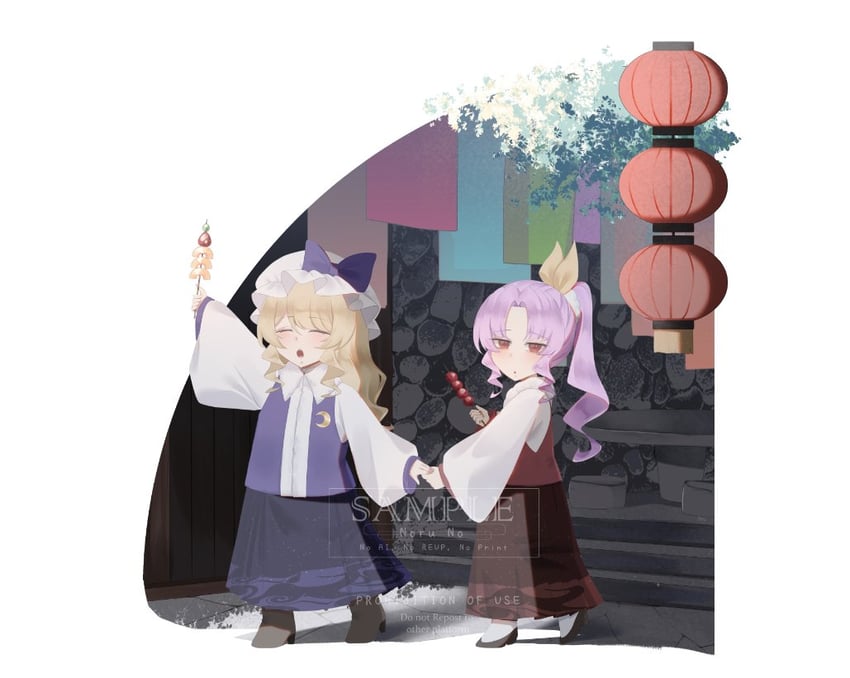 东方Project、绵月丰姬、绵月依姬 2名女孩 幼化 替换服装 黑鞋 黑色裙子
