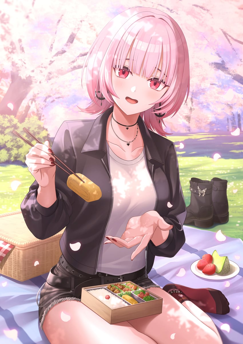 Hololive、Hololive英语、森美声 1名女孩 发型长度变动 (更短) 腰带 便当 黑色皮带