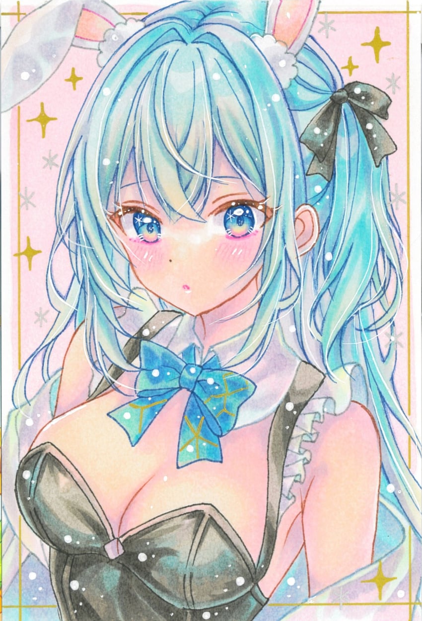 原创 1名女孩 惊讶 兽耳 水色发 腋窝褶皱