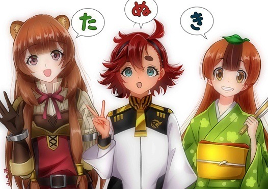 高达、机动战士敢达：水星的魔女、盾之勇者成名录 3人女子 :D 放射线条/杂草 兽耳毛 兽耳