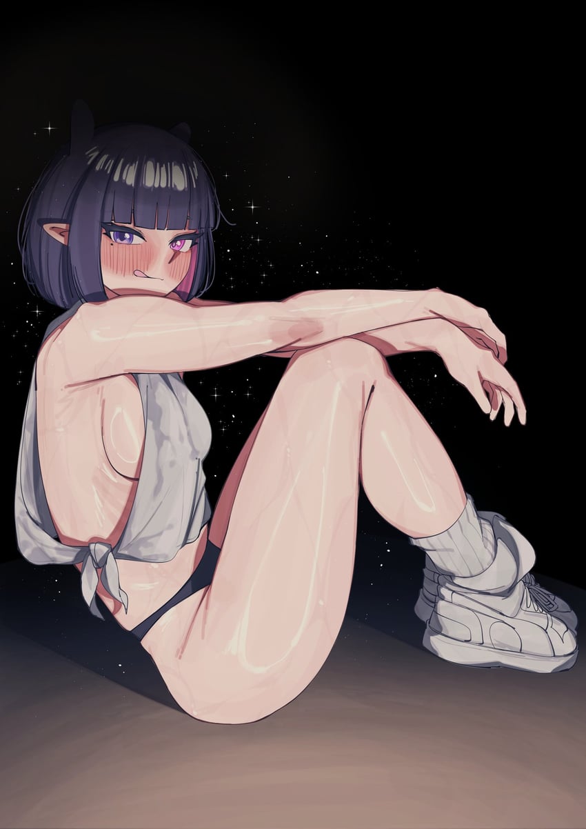 Hololive、Hololive英语、一伊那尔栖 1名女孩 :q 异形乳量 (大) 替换服装 黑色内裤