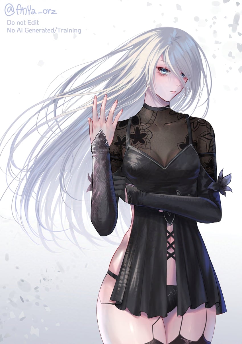 尼尔：机械纪元、尼尔系列、尼尔 转生 1名女孩 机器人 黑色手套 黑色内裤 乳房