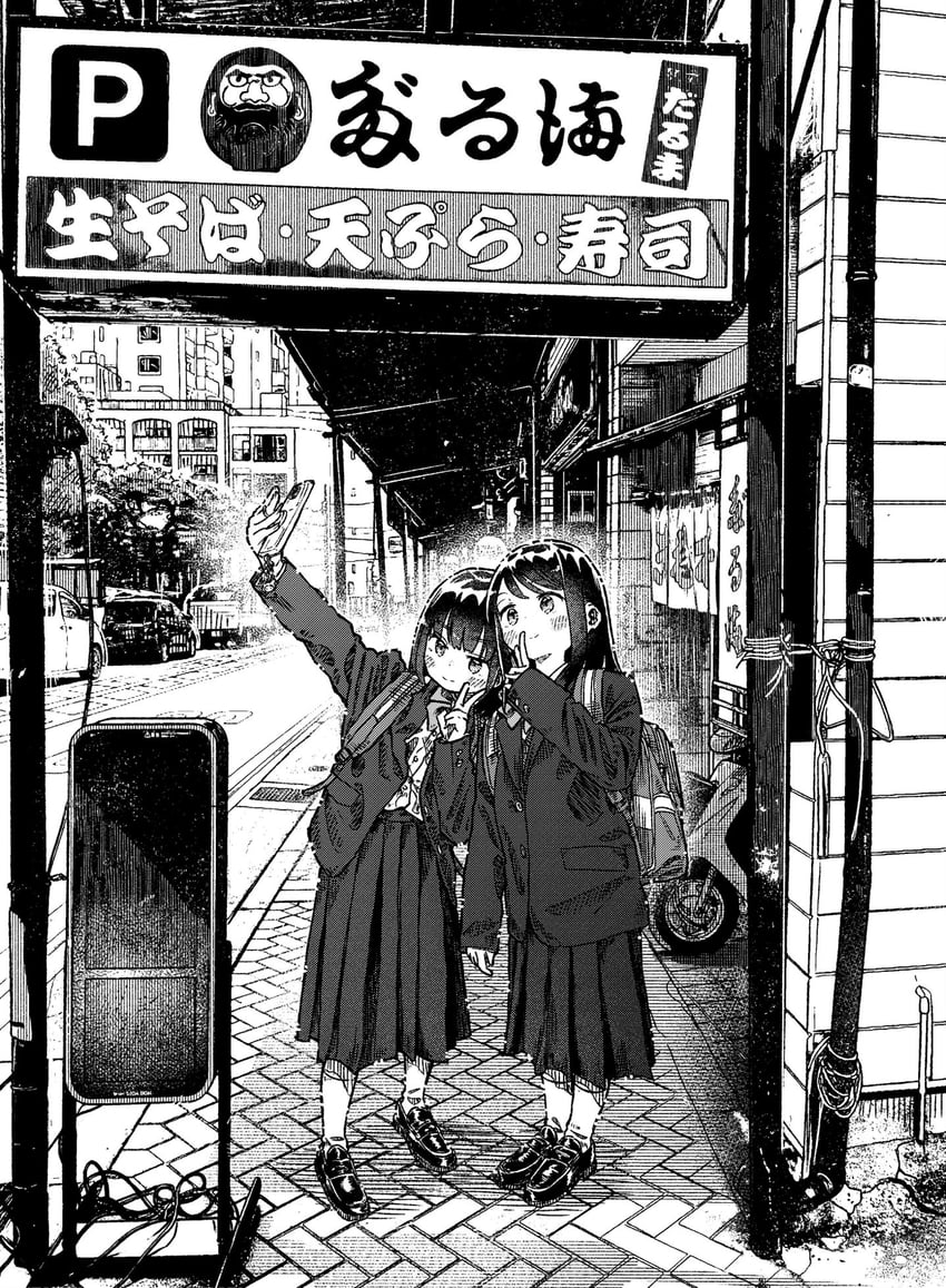 原创 2名女孩 背包 包 西装外套 脸红