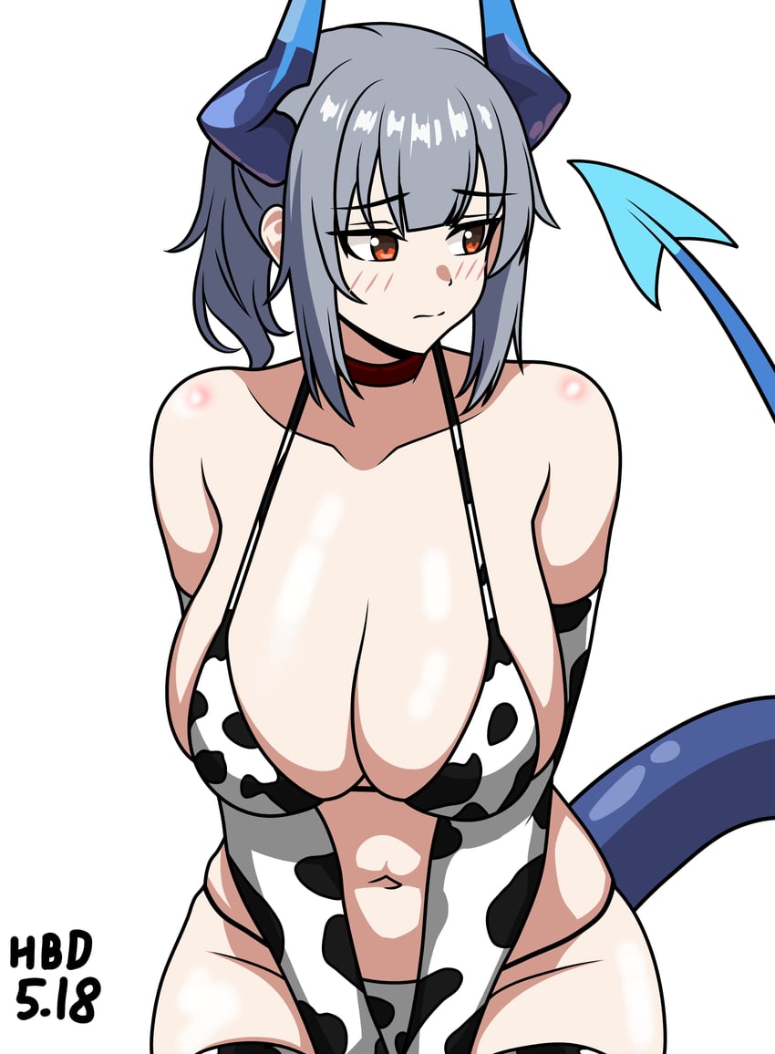 明日方舟、雷蛇 (明日方舟) 1名女孩 异形乳量 (大) 替换服装 动物花纹 比基尼