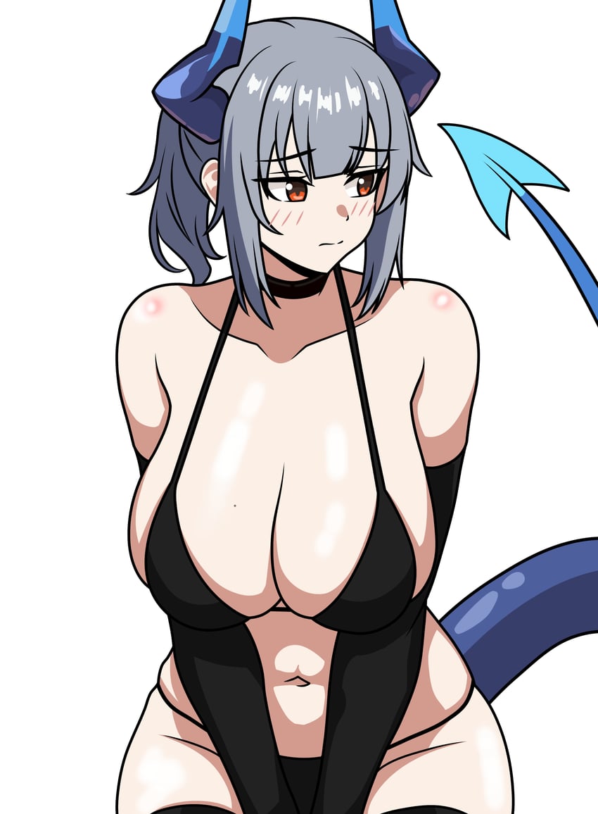 明日方舟、雷蛇 (明日方舟) 1名女孩 异形乳量 (大) 替换服装 比基尼 黑色比基尼