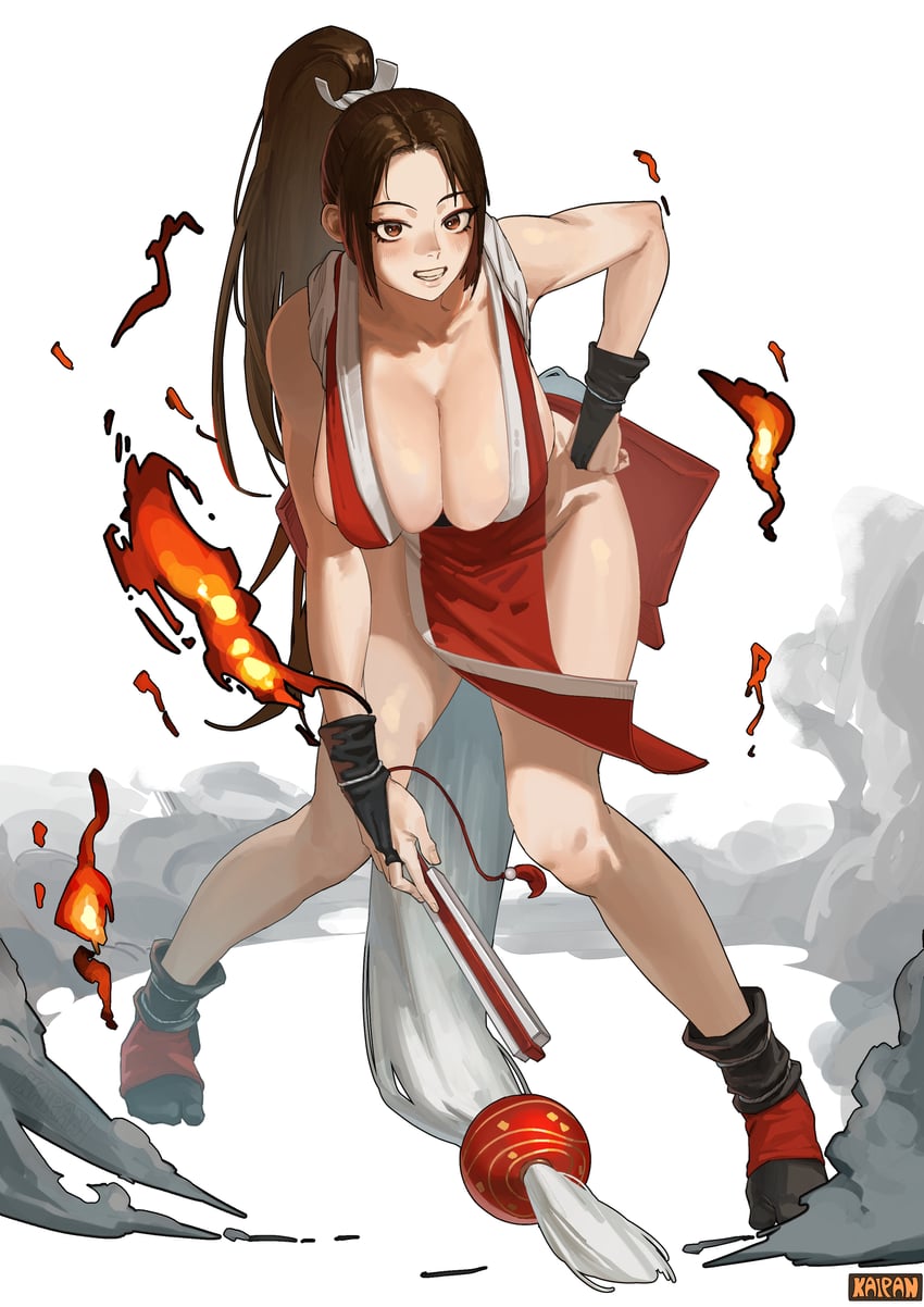 饿狼传说、不知火舞 1名女孩 裸腿 黑袜 乳房 棕发