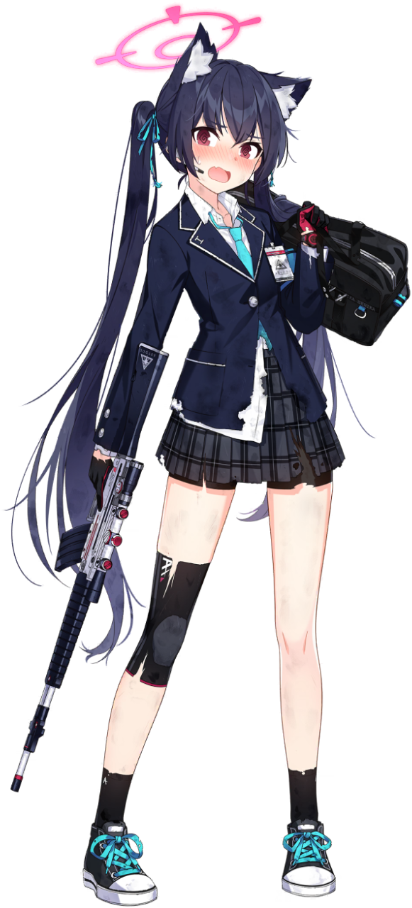 蔚蓝档案、茜香 (蔚蓝档案) 1名女孩 @_@ 兽耳毛 兽耳 手臂放在侧边