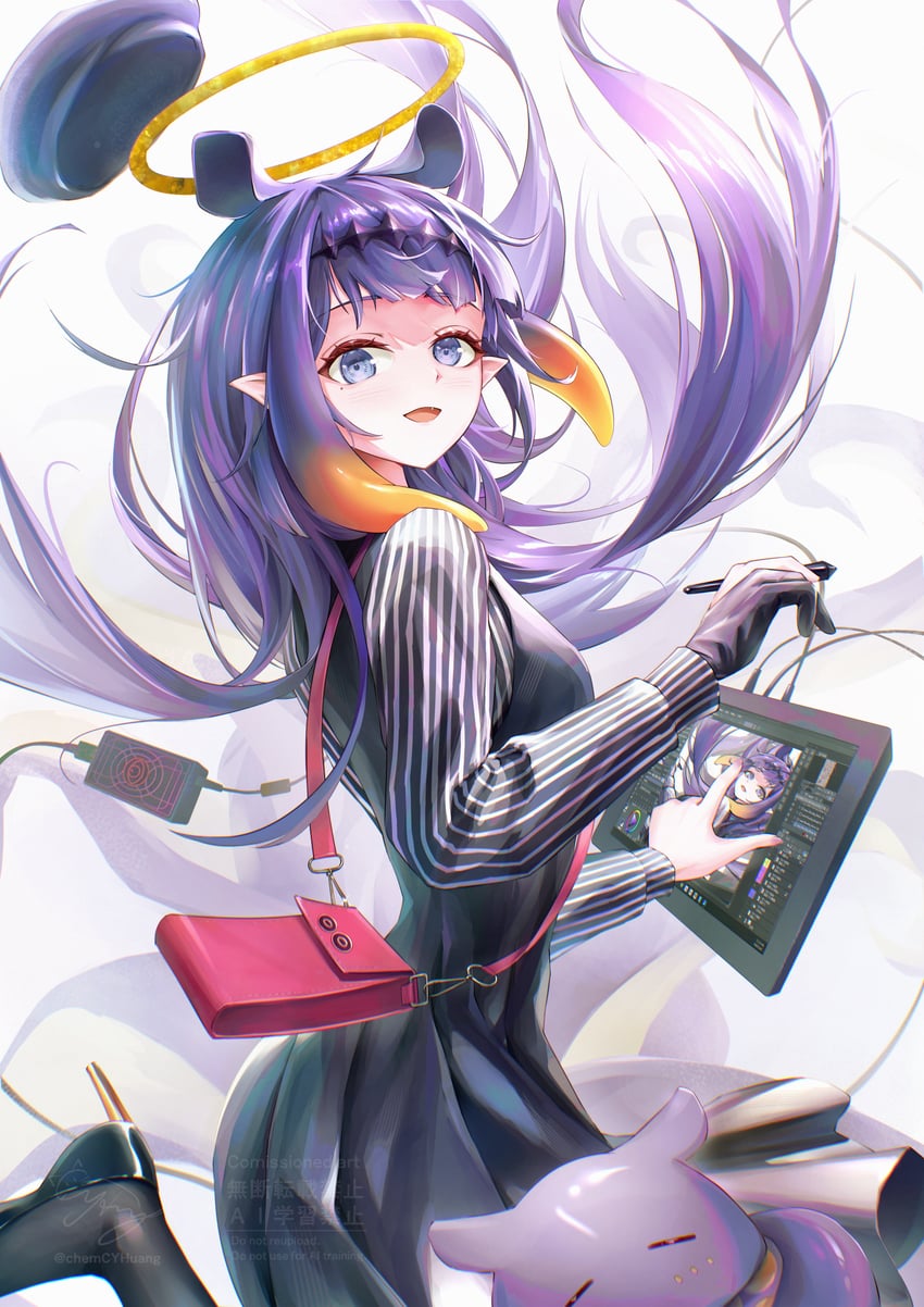 Hololive、Hololive英语、一伊那尔栖 1名女孩 :D 包 贝雷帽 黑色连衣裙