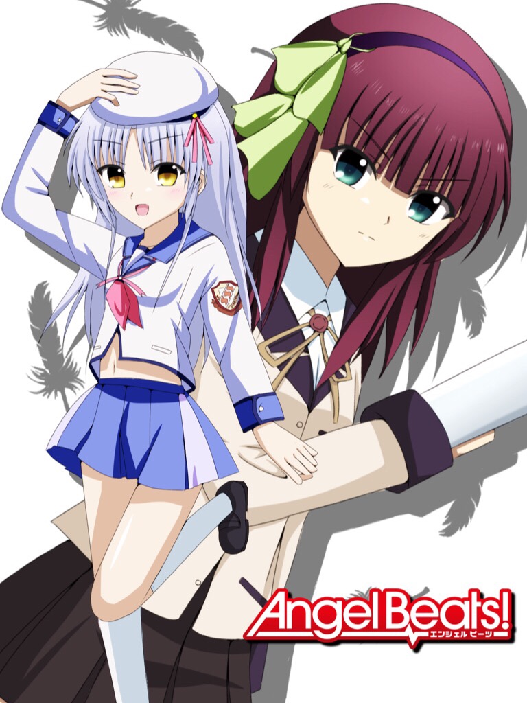 Angel Beats!、中村由利、立华奏 2名女孩 :D 袖剑/臂刃 举手 贝雷帽