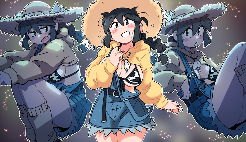 原创、露西亚 1名女孩 惊讶 手臂放在侧边 腰带 腰带扣