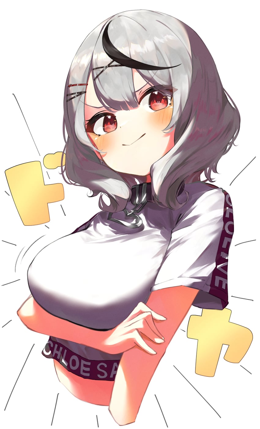 Hololive、沙花叉克萝耶 1名女孩 黑发 乳房 点状鼻 侧视