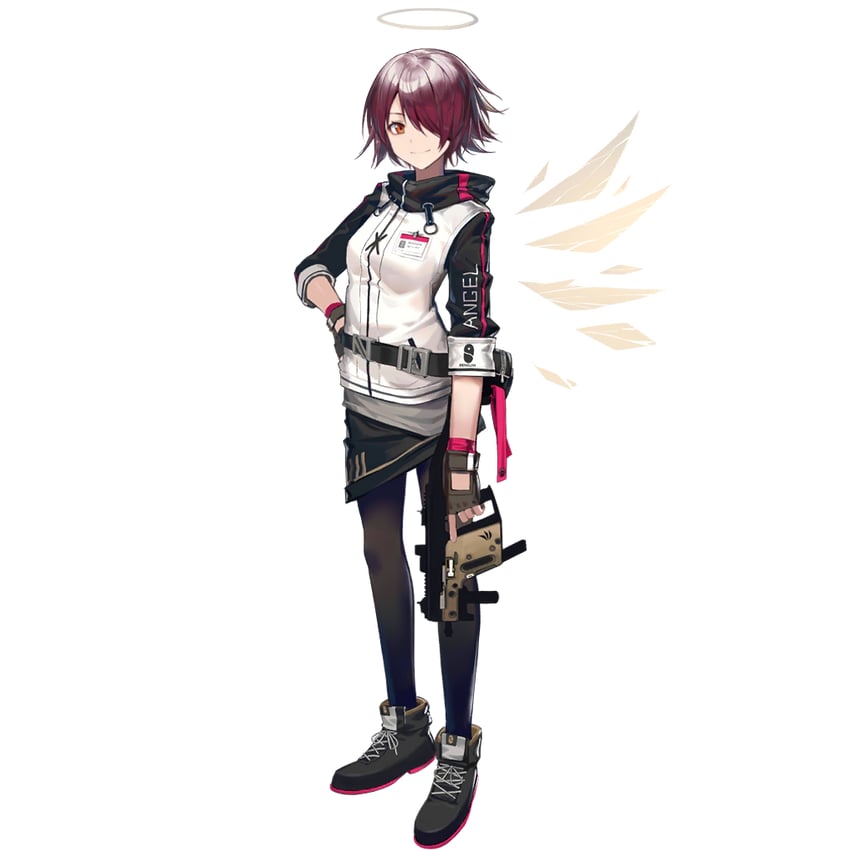 明日方舟、能天使 (明日方舟) 1名女孩 天使 天使翅膀 腰带 黑色靴子