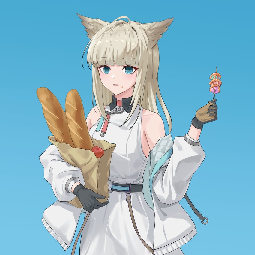 明日方舟、明日方舟：终末地、佩莉卡 (明日方舟：终末地) 1名女孩 包 露肩 黑色手套 金发