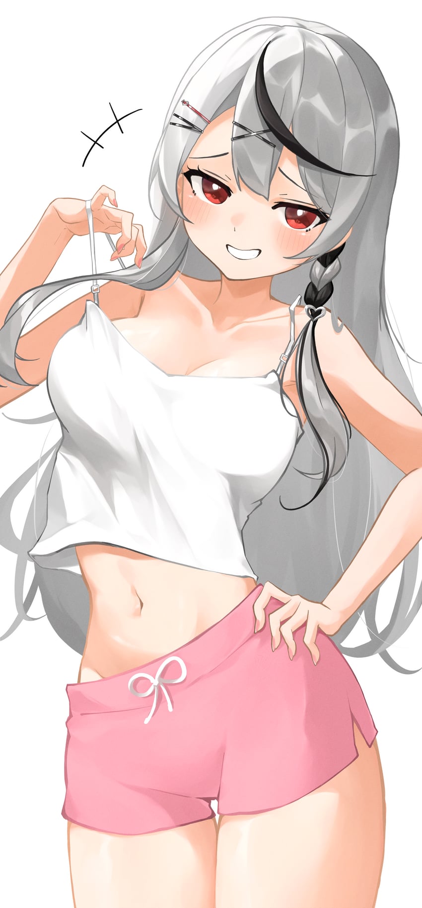 Hololive、沙花叉克萝耶 1名女孩 替换服装 露肩 脸红 乳房