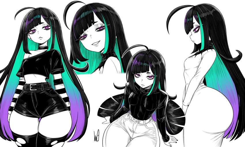 原创、maeve (lughost) 1名女孩 呆毛 水色发 护臂 屁股