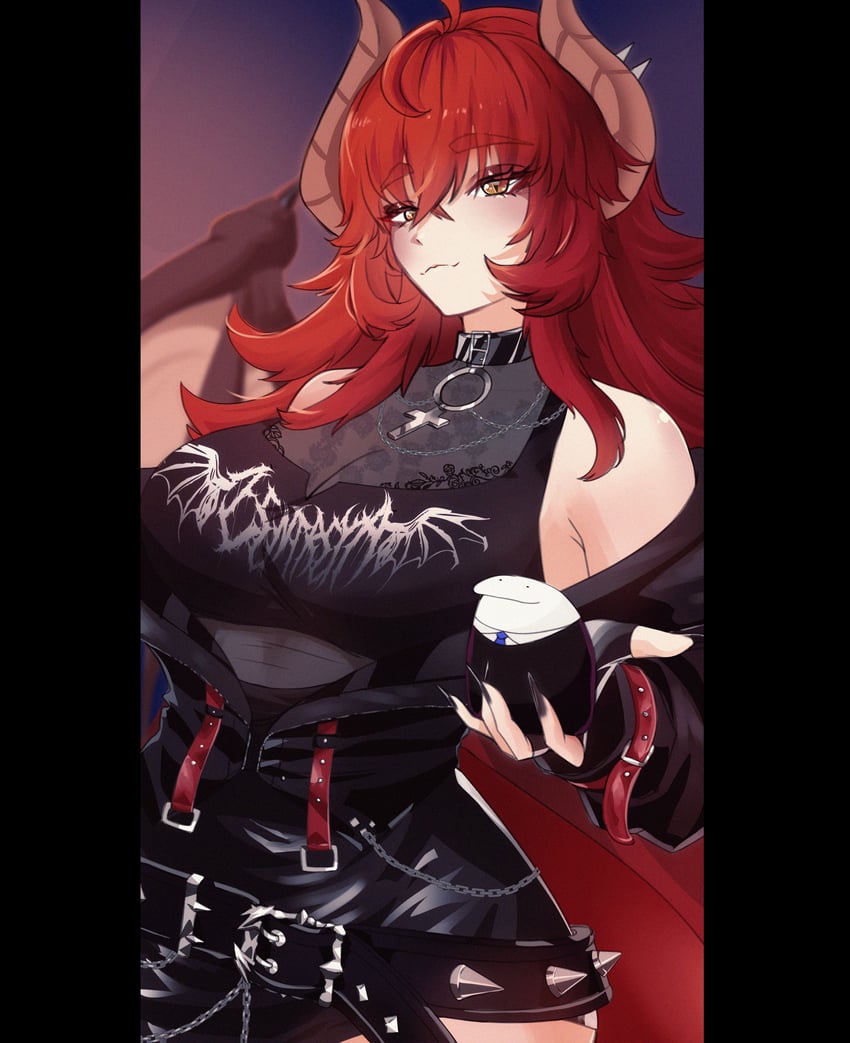袜子事务所、Zentreya、Zentreya (龙形态) 1名女孩 黑色文胸 黑色手套 黑色夹克 黑色指甲