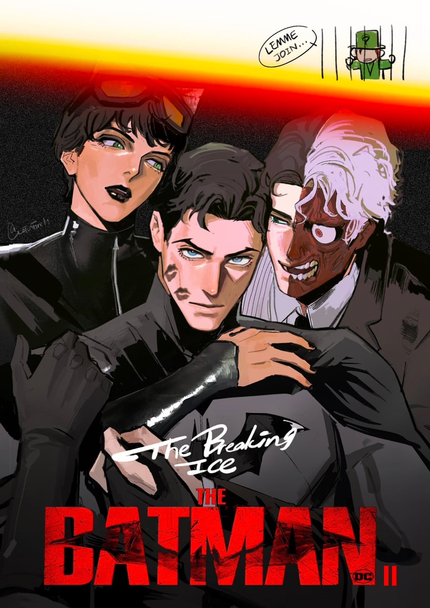蝙蝠侠系列、DC漫画、新蝙蝠侠 (2022) 1名女孩 3个男孩 亲吻后 色差/对比 露出的肌肉