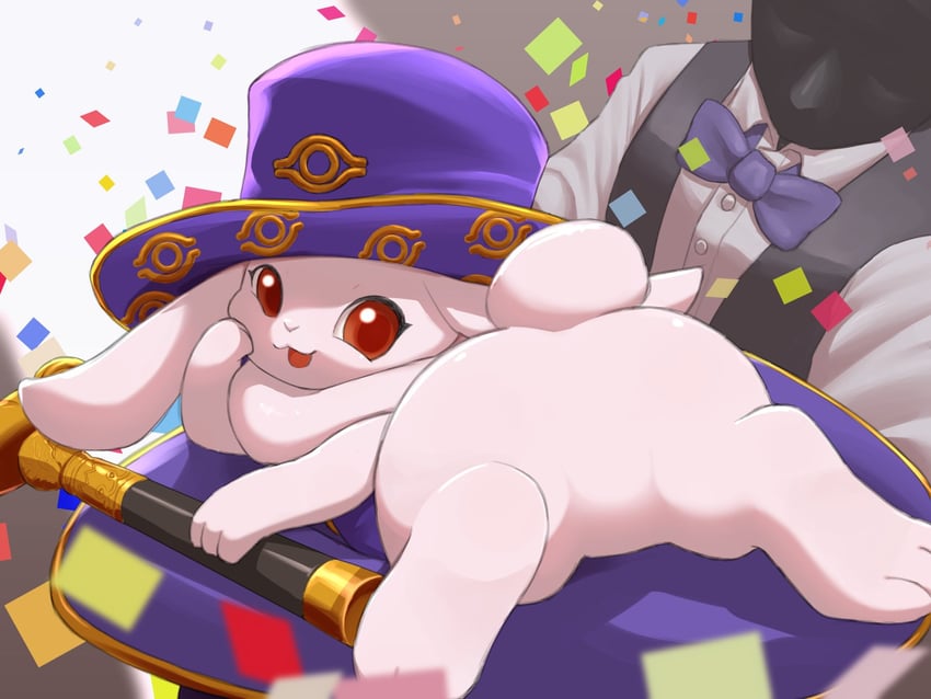 游戏王、silhouhatte rabbit 动物 兽耳 屁股 五彩纸屑 决斗怪兽