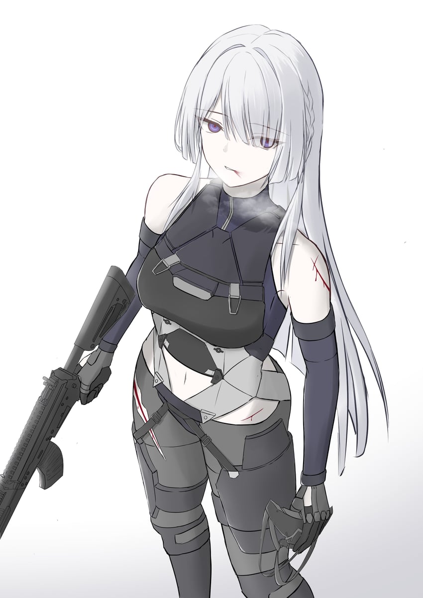 少女前线、AK-15 (少女前线) 1名女孩 AK-15 (少女前线) 突击步枪 乳房 灰发