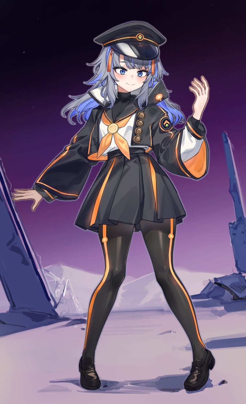 Fate/Grand Order、Fate系列、个人势虚拟主播 1名女孩 黑帽子 黑色夹克 黑色连裤袜 黑色水手领