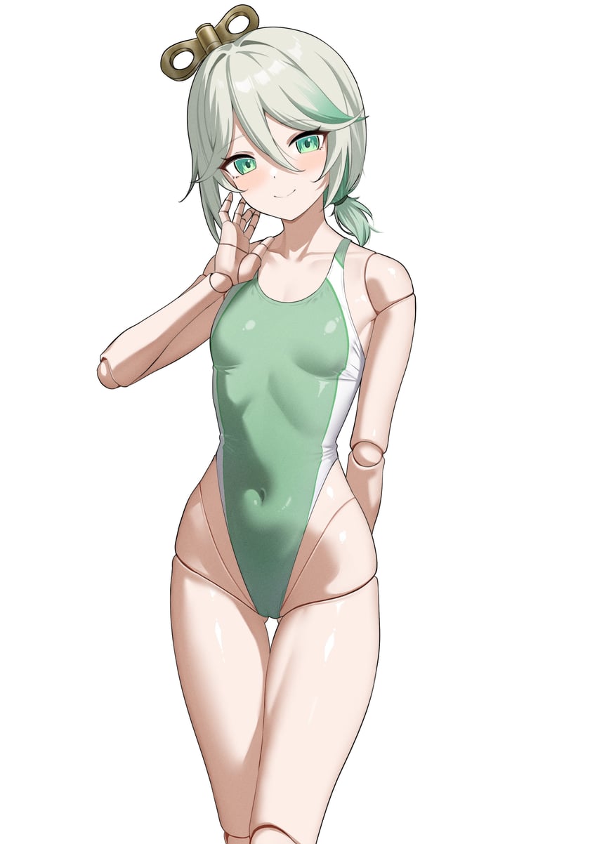 Hololive、Hololive英语、赛西莉亚·伊梅格林 1名女孩 整理衣服 调整泳装 手放在背后 大腿间可见臀部