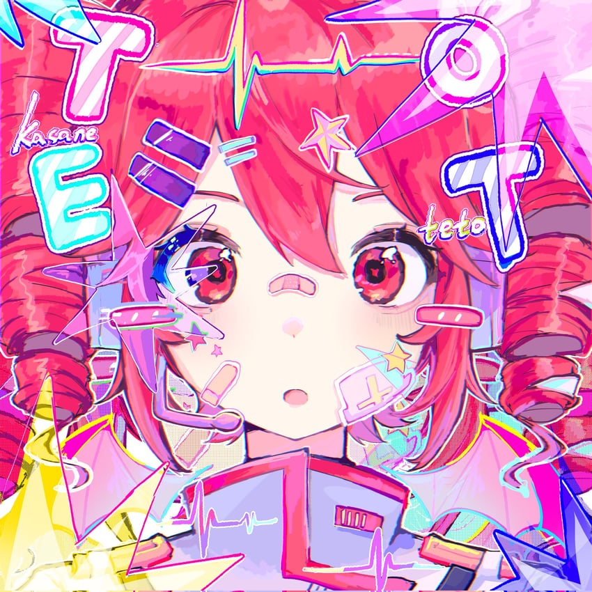 Synthesizer V、UTAU、重音Teto 1名女孩 创可贴 脸上的创可贴 鼻梁创可贴 纽扣