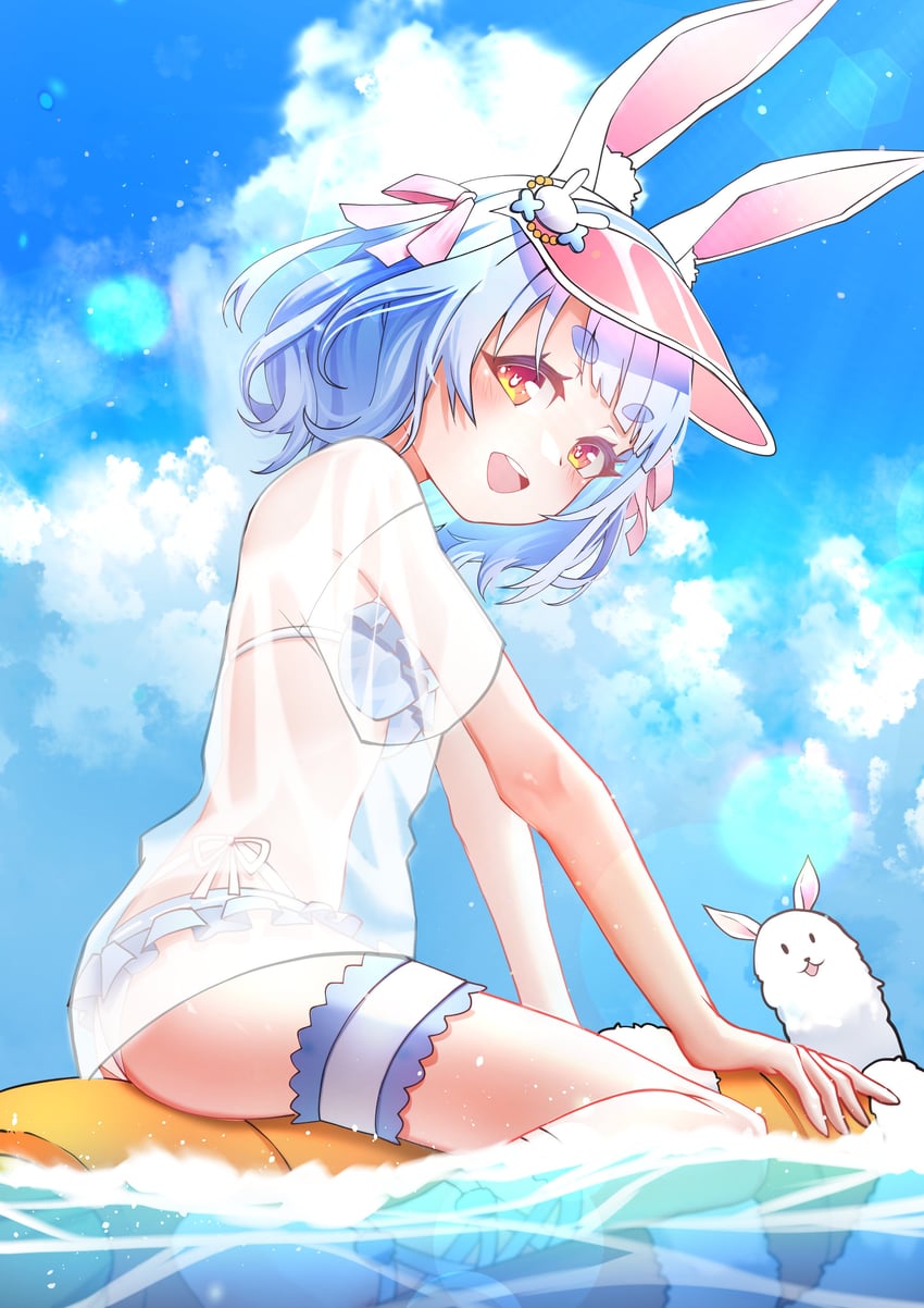 Hololive、兔田佩克拉 1名女孩 :D 兽耳 比基尼 蓝发