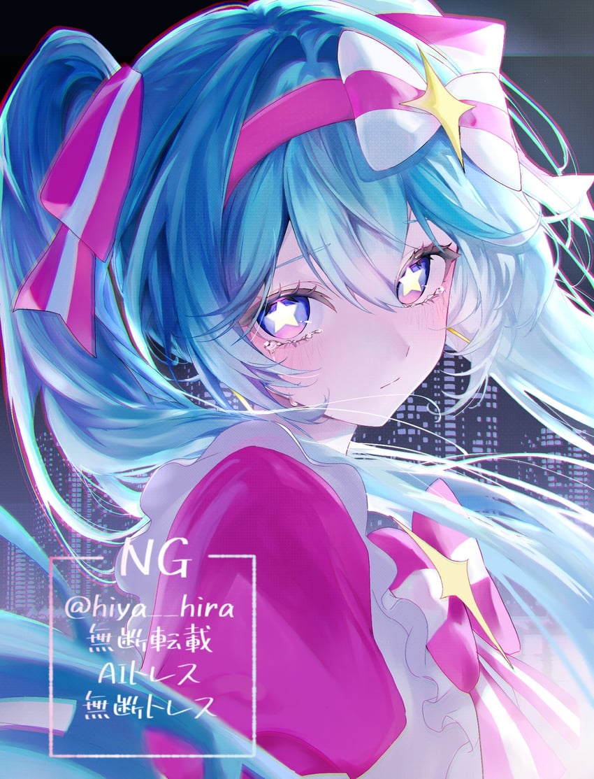 VOCALOID、初音未来 +_+ 1名女孩 围裙 蓝发 长发