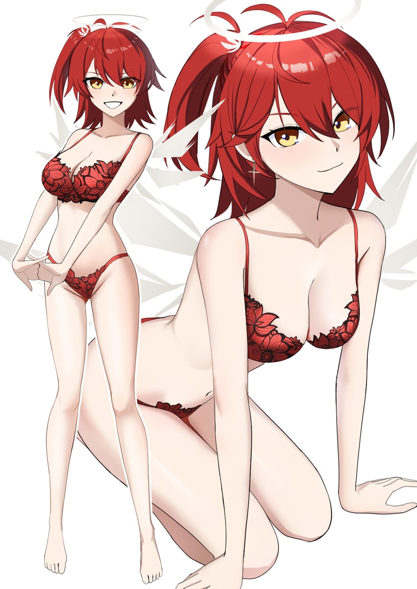 明日方舟、能天使 (明日方舟)、能天使 (新约) (明日方舟) 1名女孩 异形乳量 (大) 天使 裸臂 裸腿