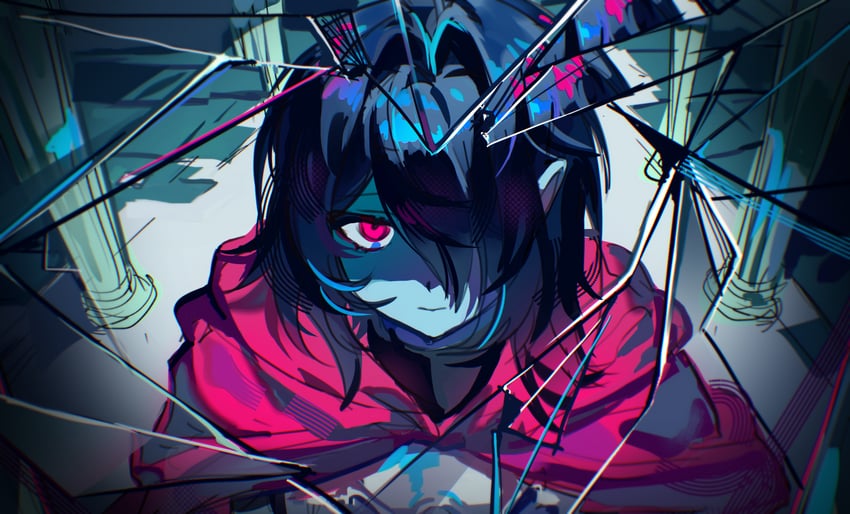 三角符文、Undertale/Deltarune、Kris (黑暗世界) (Deltarune) 1个其他角色 中性 黑发 蓝色皮肤 斗篷