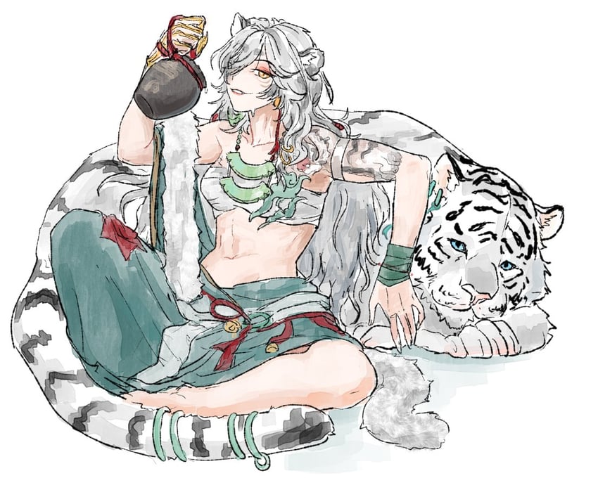 无期迷途、晓风 (无期迷途) 1名女孩 兽耳 全身 单眼遮盖 举手