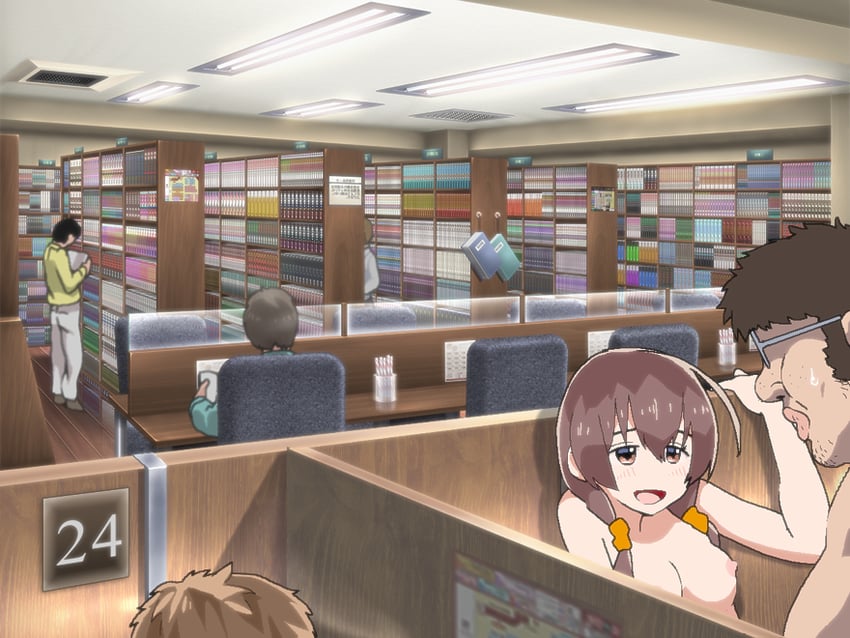 迷途猫 Overrun!、江里 (迷途猫 Overrun!) 1名男孩 1名女孩 赛璐珞上色 脸红 书架