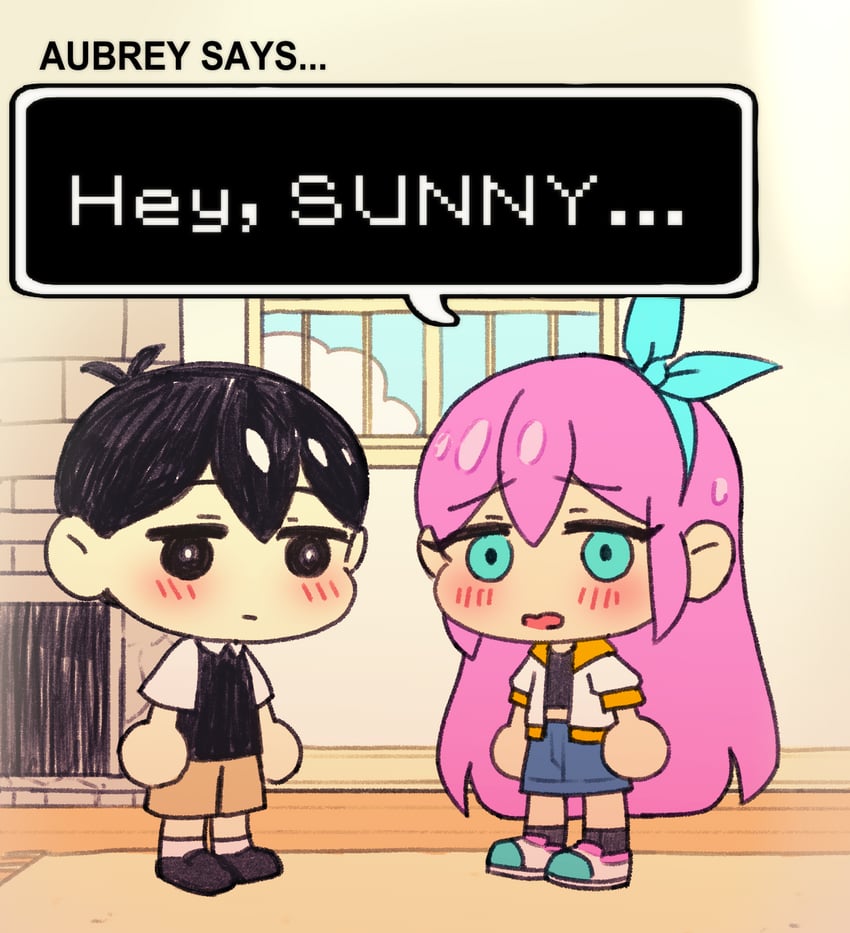OMORI、阿比 (OMORI)、Aubrey (OMORI) 1名男孩 1名女孩 呆毛 黑瞳 黑发