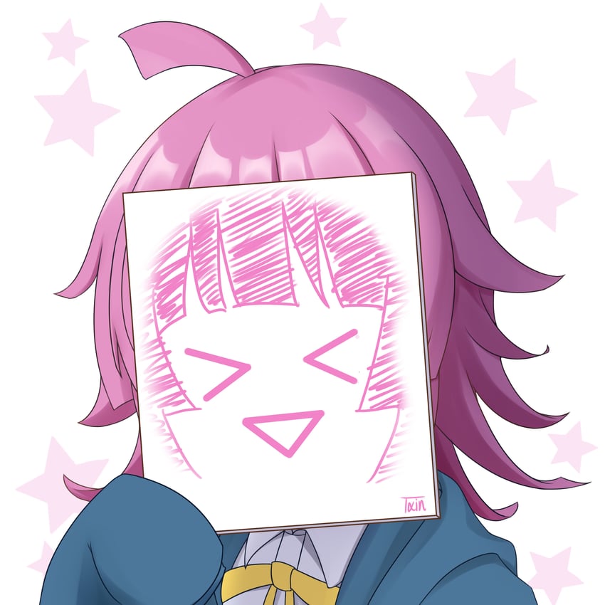 Love Live!、Love Live! 虹咲学园学园偶像同好会、天王寺璃奈 1名女孩 呆毛 蓝色夹克 蝴蝶结 有领衬衫
