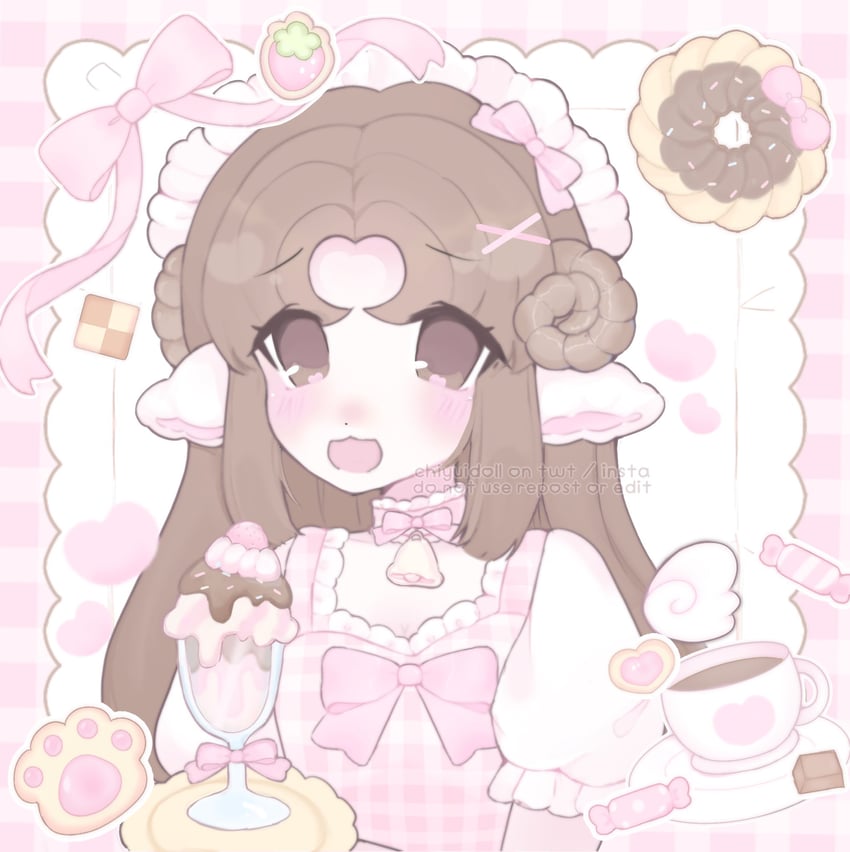 原创 1名女孩 2000年代风格 猫脸笑 :D 天使翅膀
