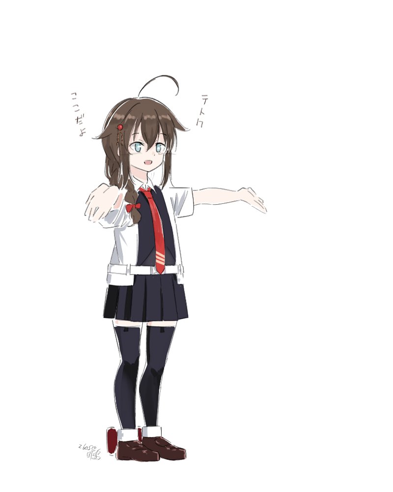 舰队Collection、时雨、时雨改三 (舰队收藏) 1名女孩 幼化 呆毛 黑发 黑衬衫