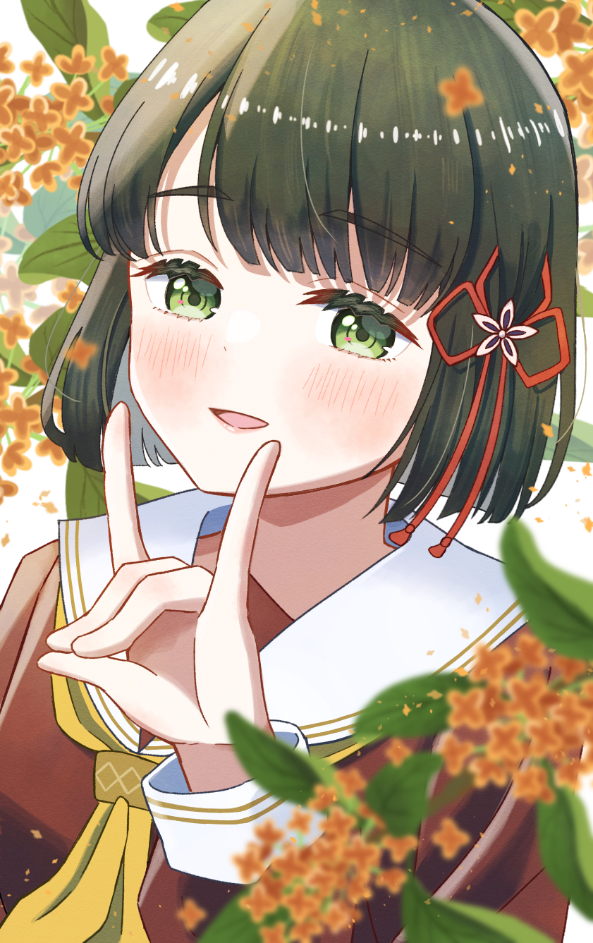 Love Live!、Love Live! 莲之空女学院学园偶像部、百濑银子 1名女孩 齐刘海 齐发尾 脸红 波波头