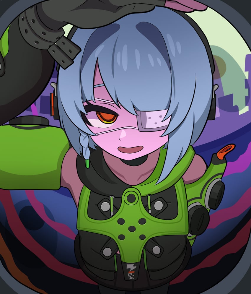 监控 (Vocaloid)、绝区零、安比·德马拉 1名女孩 举手 黑色手套 辫子 锁骨