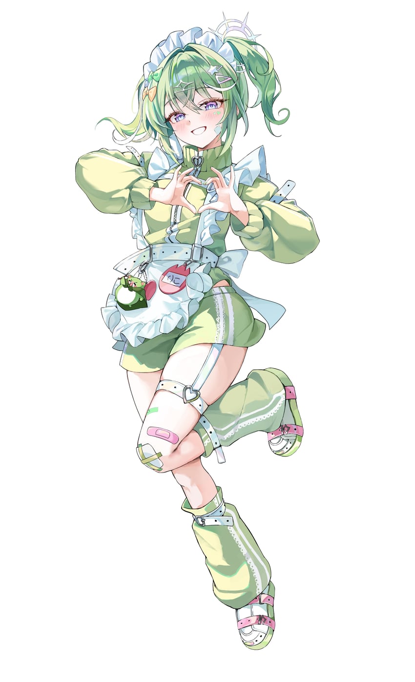 Stellive、Chico (yuzuha_riko)、柚叶莉子 1名女孩 围裙 创可贴 脸上的创可贴 腿上的创可贴
